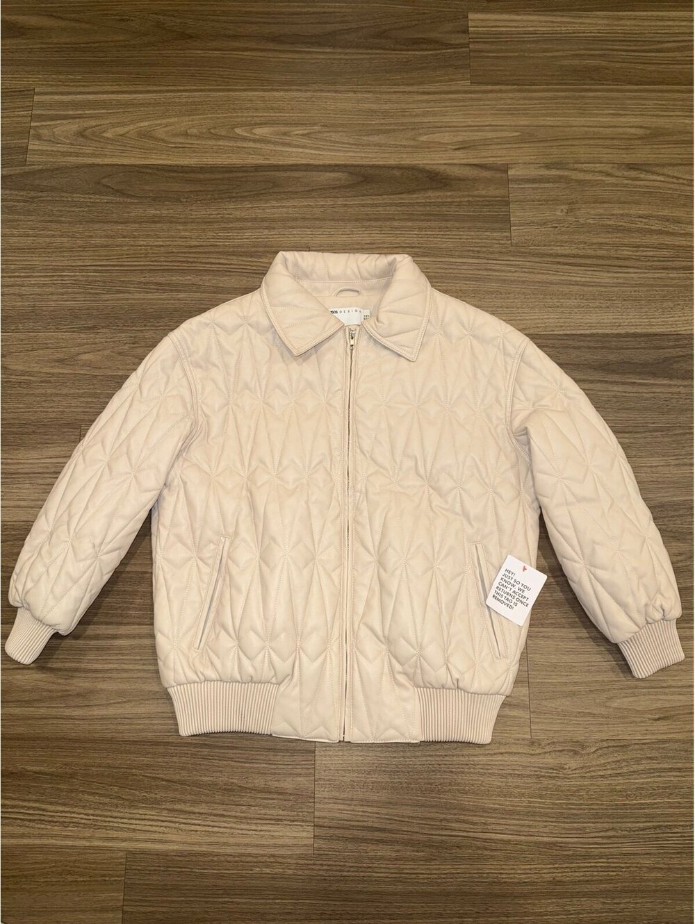 ASOS Women’s Faux Leather Pleather Beige Full Zip Jacket Size 4 (Small) #AS4573